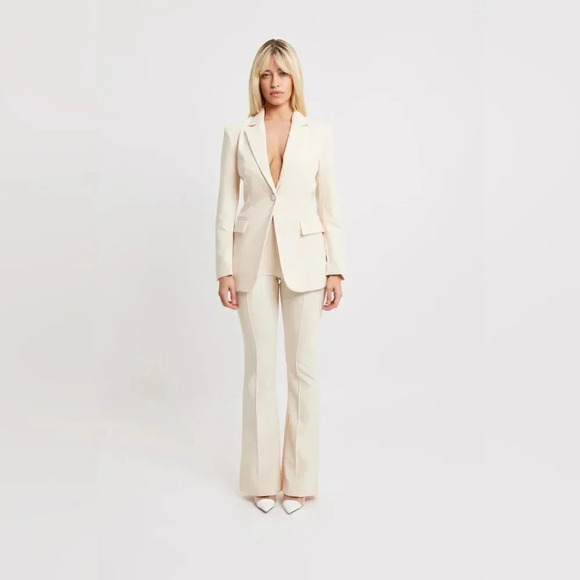 Jackets & Blazers - BOA (Because of Alice) vegan leather boyfriend white cream blazer
